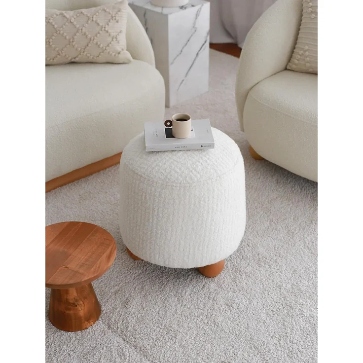 Hanah Home 'Fumi - White' Pouffe, Weiß, 43 x 45 x 37 cm – Bild 2