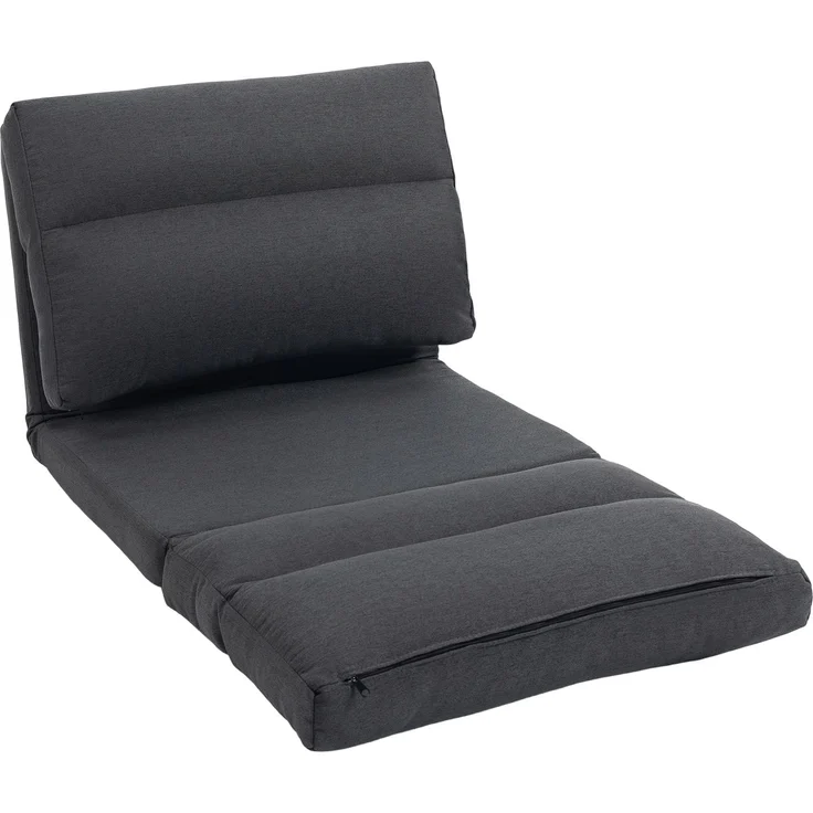 Wohnora-Sitzsack mit Bettfunktion, neigbare Lehne, klappbar, bis 120kg, 70 x 72 x 56 cm, Dunkelgrau,H 56cm x T 70cm x B 72cm – Bild 1