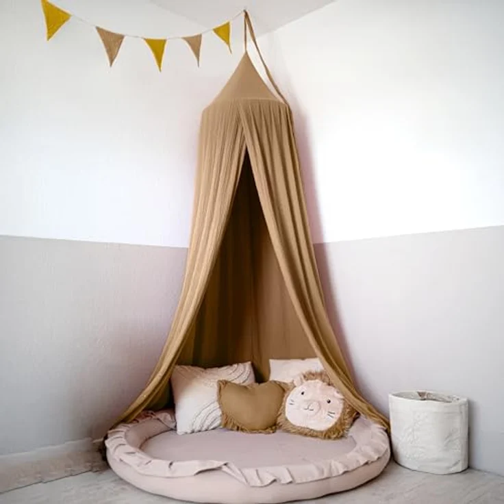 lilimaus Betthimmel Hochwertiger Baldachin Betthimmel Kinderzimmer, Gold Applikation, Stilvoller Baldachin für Baby- und Kinderzimmer – Bild 2