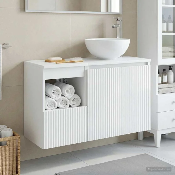 vidaXL Badezimmerschrank-Set 2 stk. Hochglanz Weiß 79,5 x 35 x 80 cm 3404028 – Bild 1