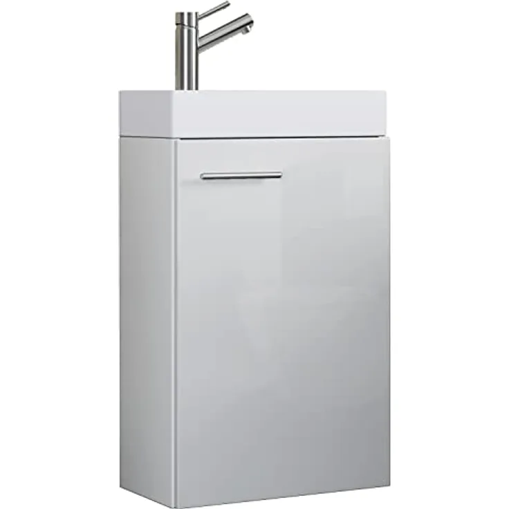VCM Badmöbelset Slito, 2-tlg. Gäste WC Waschplatz mit hochwertigem Keramikwaschbecken, H. 68 x B. 41 x T. 22 cm