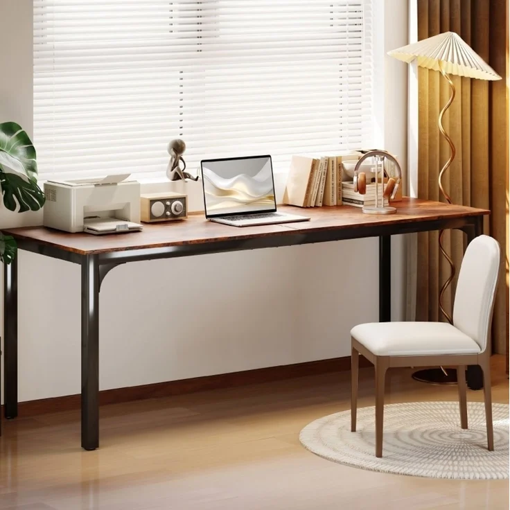 Schreibtisch mit Stahlrahmen, 200x60x75 cm, Rustikales Braun – Bild 2
