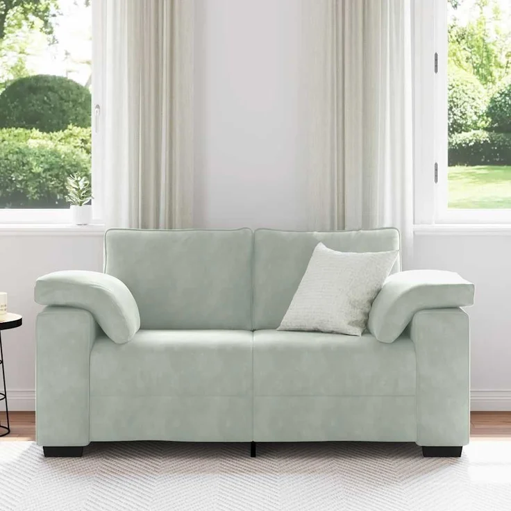 vidaXL Zweisitzer-Sofa Hellgrau 160x77x82 cm Samt 4105257 – Bild 2