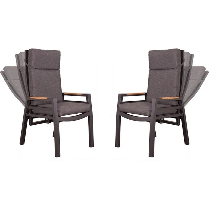 bene living Relaxsessel Sevilla - uni anthrazit - mit Gasdruckfeder (2-St, 2er Set Relaxsessel Sevilla), stufenlos verstellbar - inkl. Kissen - stabiler Alurahmen – Bild 1