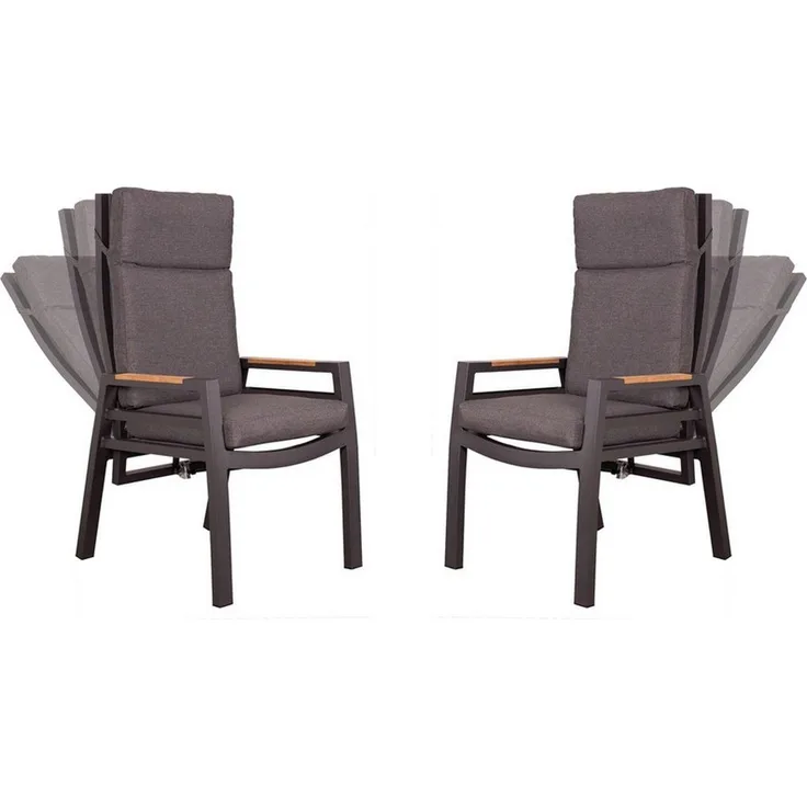 bene living Relaxsessel Sevilla - uni anthrazit - mit Gasdruckfeder (2-St, 2er Set Relaxsessel Sevilla), stufenlos verstellbar - inkl. Kissen - stabiler Alurahmen