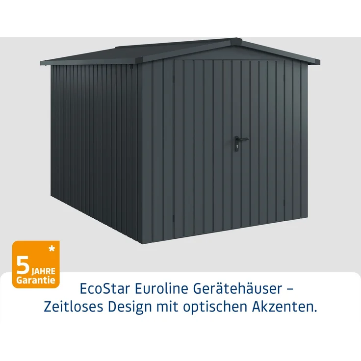 Hörmann Ecostar Metall-Gerätehaus "Euroline Trend" mit Satteldach ESD 6, anthrazitgrau, 214 x 262 cm,2-flüglige Tür – Bild 3