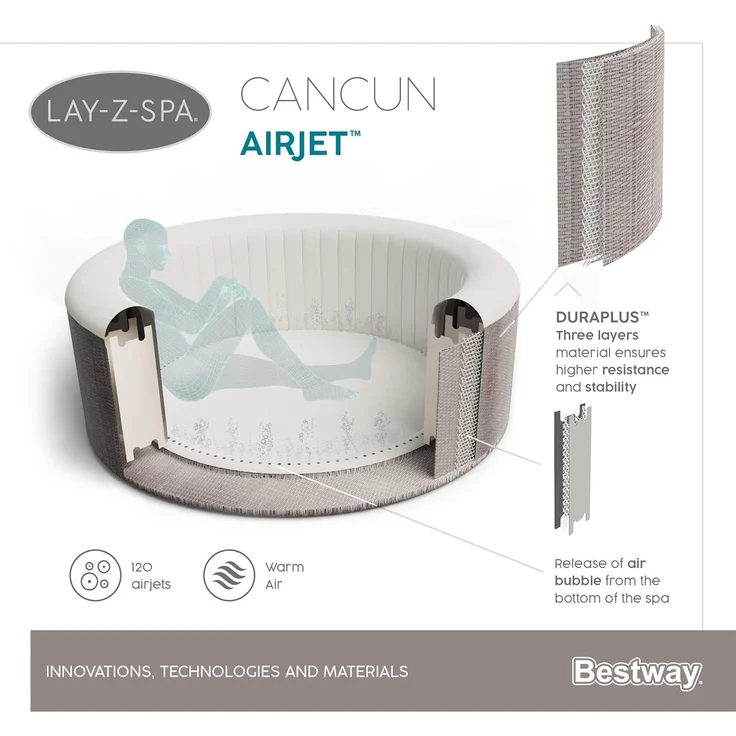 LAY-Z-SPA® Whirlpool 'Cancun AirJet™', Ø 180 x 66 cm, rund – Bild 29
