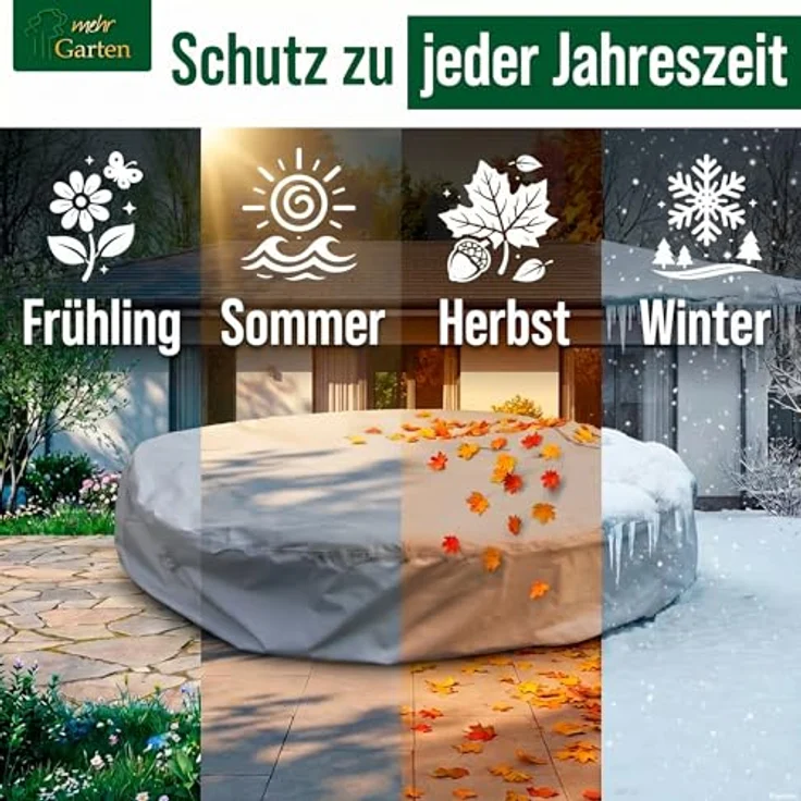 mehr Garten Gartenmöbel-Schutzhülle Premium, Premium Sonneninsel-Schutzhülle rund: Ø185x50/75(H) cm I Robuste Abdec – Bild 7