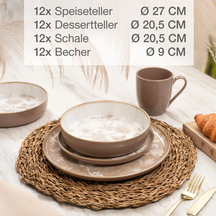 Moritz & Moritz MARIELLA 48tlg Geschirrset beige – Bild 3