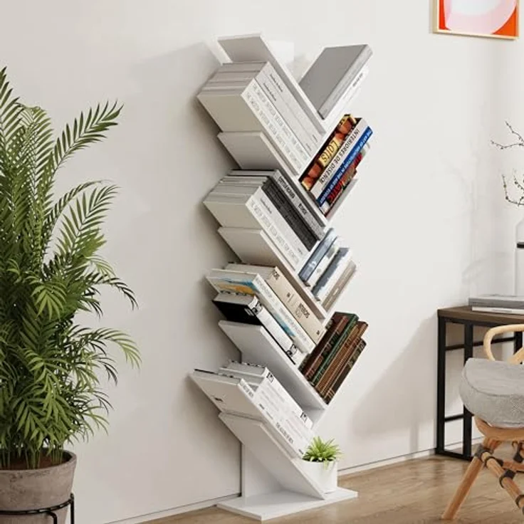 MID.YOU Regal Nulis, Weiß, Standregal aus Holzwerkstoff, 40x140x20 cm für Wohnzimmer und Bücherregale – Bild 2