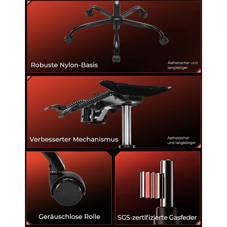 GTPLAYER Gaming Stuhl mit Fußstütze, Ergonomischer Bürostuhl 180kg, Schwerlast Gaming Sessel mit Lendenwirbelstütze und Kopfstütze, Höhenverstellbarer Computerstuhl, Gepolstert, neigbare 155°, BLAU – Bild 13