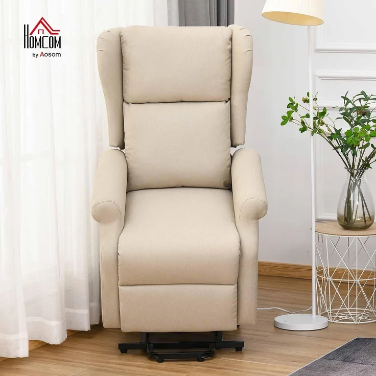 HOMCOM Aufstehsessel, Polyester, Cremeweiß, 74L x 94B x 111H cm – Bild 2
