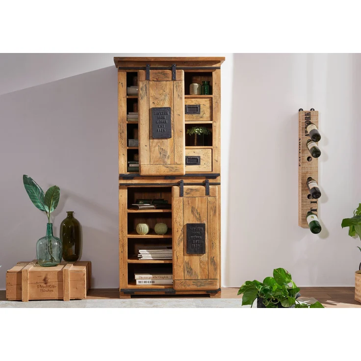 Schrank Mango 80x45x175 natur lackiert RAILWAY #117 – Bild 2