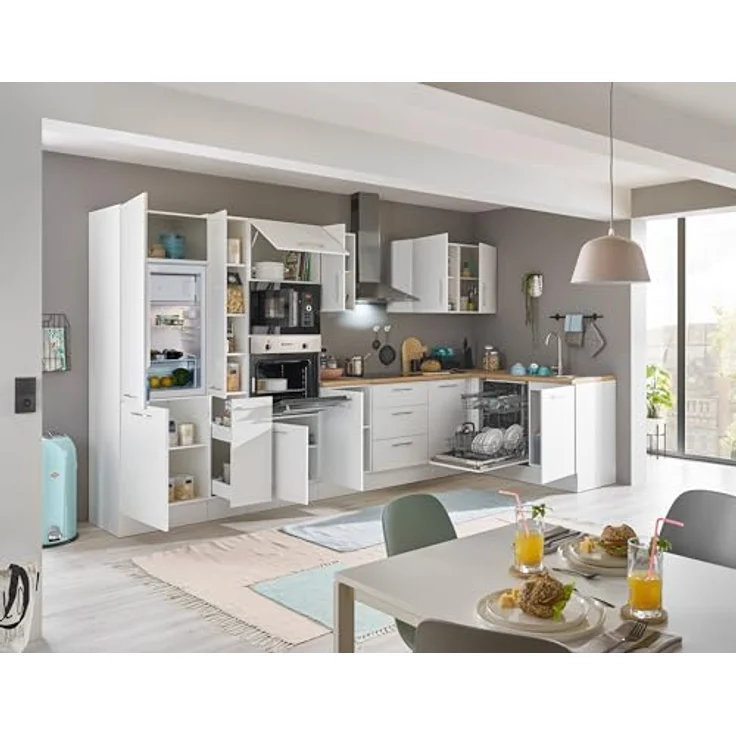 Turin LBM Eckküche 370 x 211 x 60 cm, weiß - Ohne Küchengeräte - Moderne, geräumige Küche in Artisan-Eiche Optik mit viel Stauraum – Bild 7