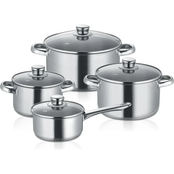Berndes New Roma Kochtopfset 4-tlg, Töpfe, Stieltopf, Edelstahl, Silber, 059030 – Bild 1