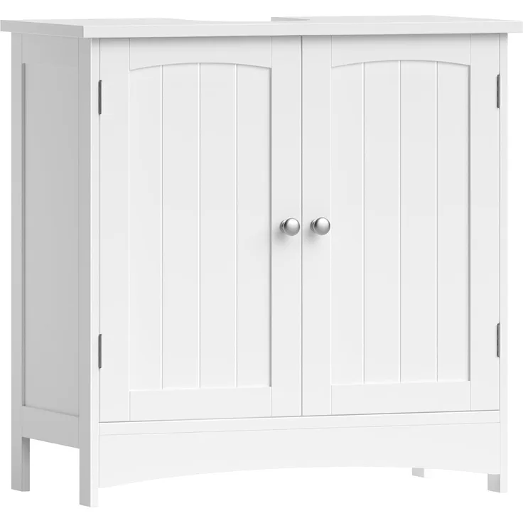 VASAGLE Waschbeckenunterschrank mit 2 Türen und verstellbarer Ablage, 60 x 30 x 60 cm, Weiß