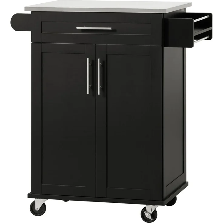 SoBuy FKW110-SCH Küchenwagen, MDF, Lackiert, Schwarz, 80 x 90 x 46 cm – Bild 1