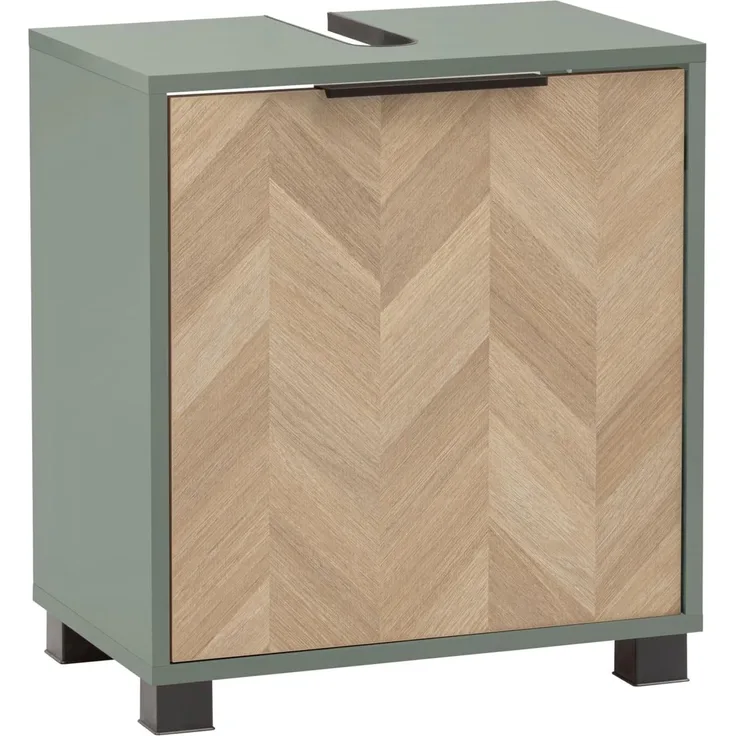 Schildmeyer Waschbeckenunterschrank Piazza 160509, Pistazie/Fischgräten Dekor, 50,3 x 33 x 56 cm