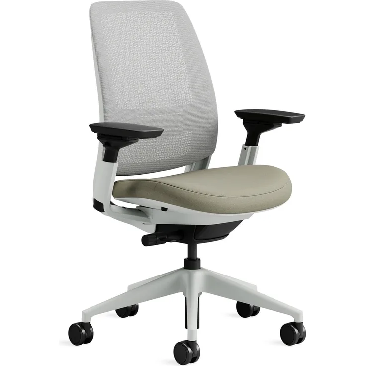 Steelcase Series 2 Bürostuhl mit Netzrücken in Möwengrau und Sitzbezug in Trüffel