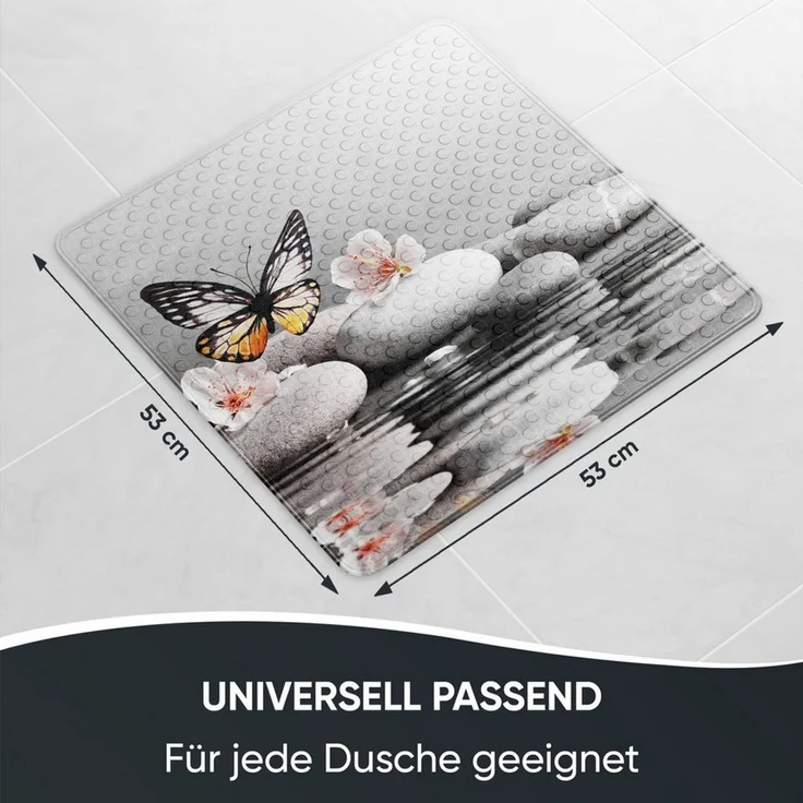 Sanilo Duschmatte, mit Motiv, rutschfest, waschbar, quadratisch, 230 extra starke Saugnäpfe, Kunststoff PVC, 53 x 53 cm, Vanesa – Bild 3
