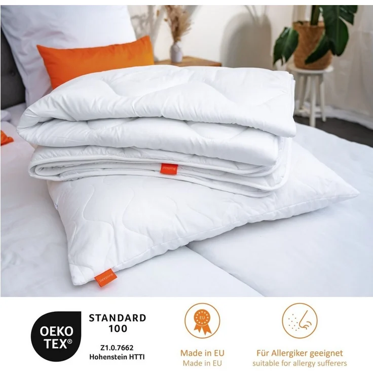 sleepling Bettdecke + Kopfkissen Bettwaren Set, 135x200 cm, 155x220 cm und weitere Größen, Füllung: 100% Polyester, Bezug: 100% Polyester, für Sommer und Winter, Ökotex 100 – Bild 2