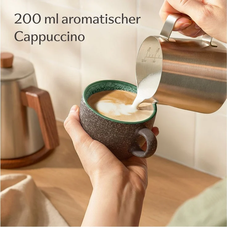 Cosumy Cappuccinotasse Cappuccino Tassen mit Untertassen 4er Set Bunt, 8-tlg, Keramik, Warm – Bild 3