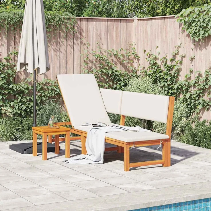 Sonnenliege, Gartenliege Öl-Natur 200 x 57 x 75cm Massivholz Akazie – Bild 3