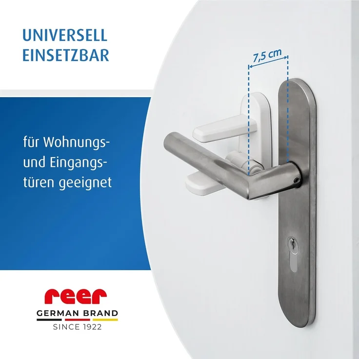 reer Türgriff-Stopp, Kindersicherung für Wohnungs- und Eingangstüren, Türgriffschutz, Türklinkenpuffer, Türstopper – Bild 7