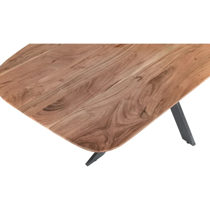 Esstisch 178 x 80 x 77 cm Akazie massiv naturfarben Schweizer Kante Spider-Gestell MILA 159467032 – Bild 4