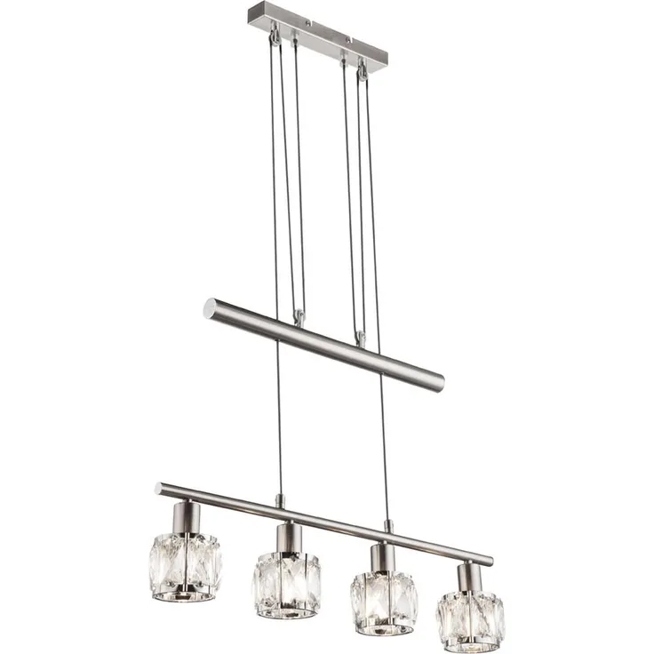 Hängeleuchte, Glaskristalle klar, Chrom, L 60 cm