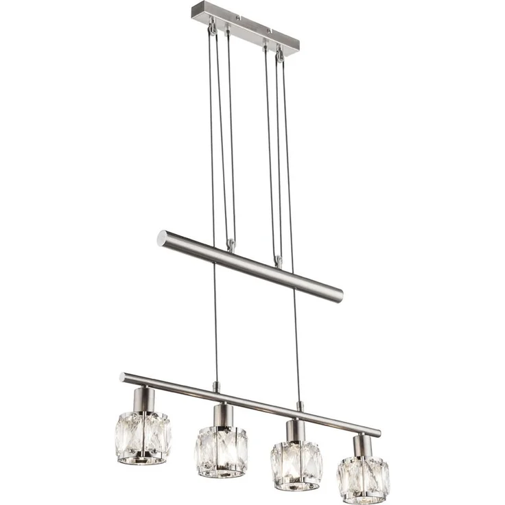 Hängeleuchte, Glaskristalle klar, Chrom, L 60 cm – Bild 1