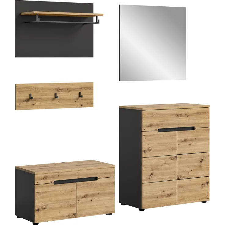 Garderobenset Canu III - Artisan Eiche / Basalt Grau