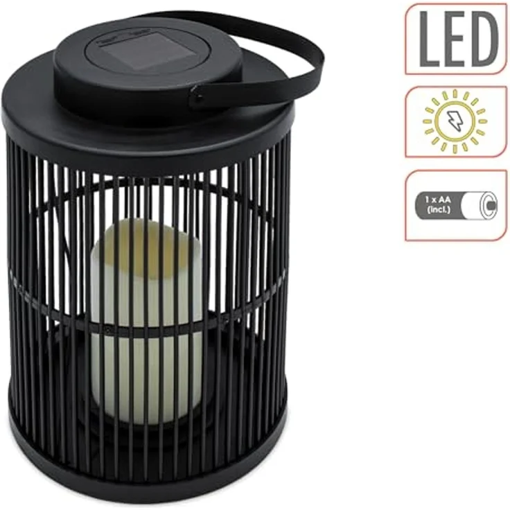 Spetebo LED Solarleuchte rund mit LED Kerze 23 x 18 cm, solarbetrieben, LED fest integriert, warm weiß, zum Aufhängen oder Hinstellen – Bild 4