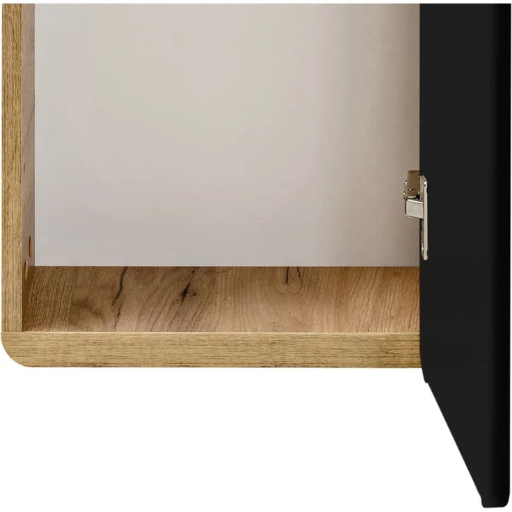 Badmöbel Waschplatzset in seidenmatt anthrazit mit Wotan Eiche Nb. NEW-LUTON mit 81 cm Keramik-Waschtisch & LED-Spiegel, B/H/T ca. 130/200/46 cm – Bild 8