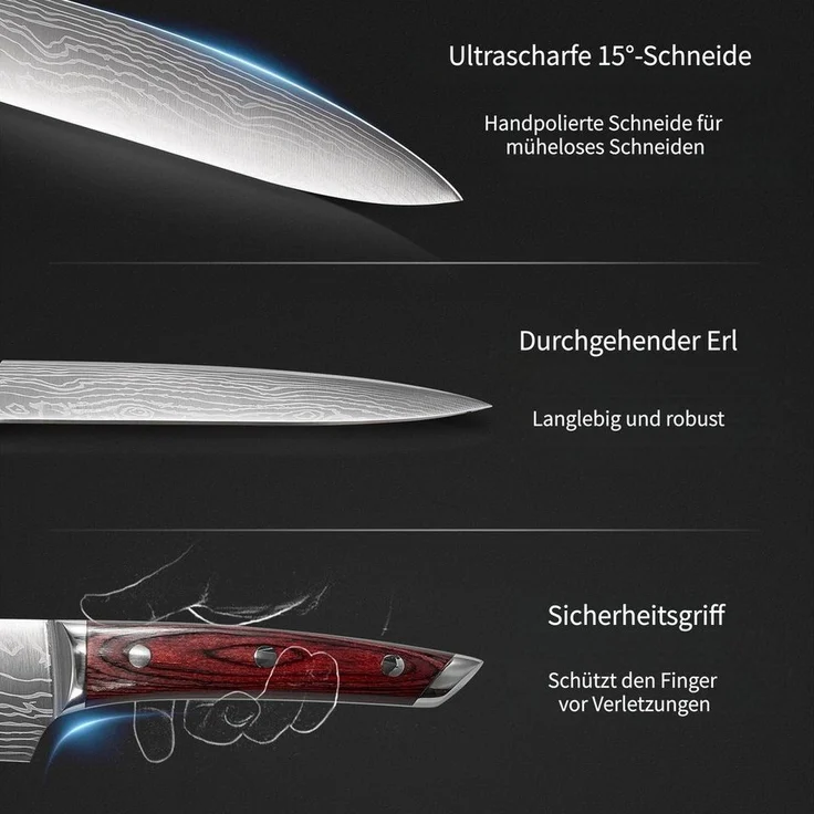 FOHERE Messer-Set 5-teilig Ultra Scharfes Küchenmesser Set, mit Geschenkbox (5-tlg) – Bild 2