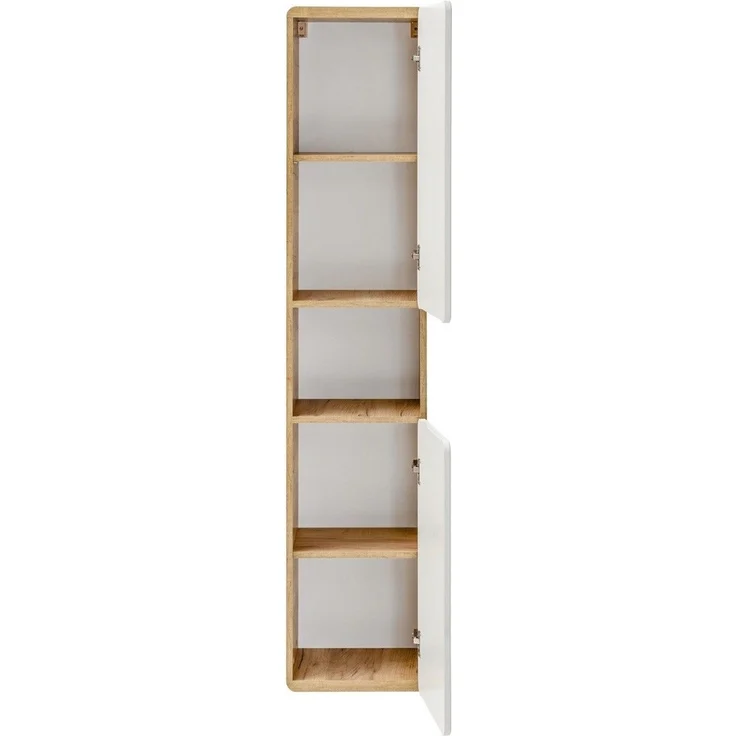 Badmöbel Hochschrank LUTON-56, Wotan Eiche Nb. Nb. Hochglanz weiß, B/H/T ca. 35/170/32 cm – Bild 3