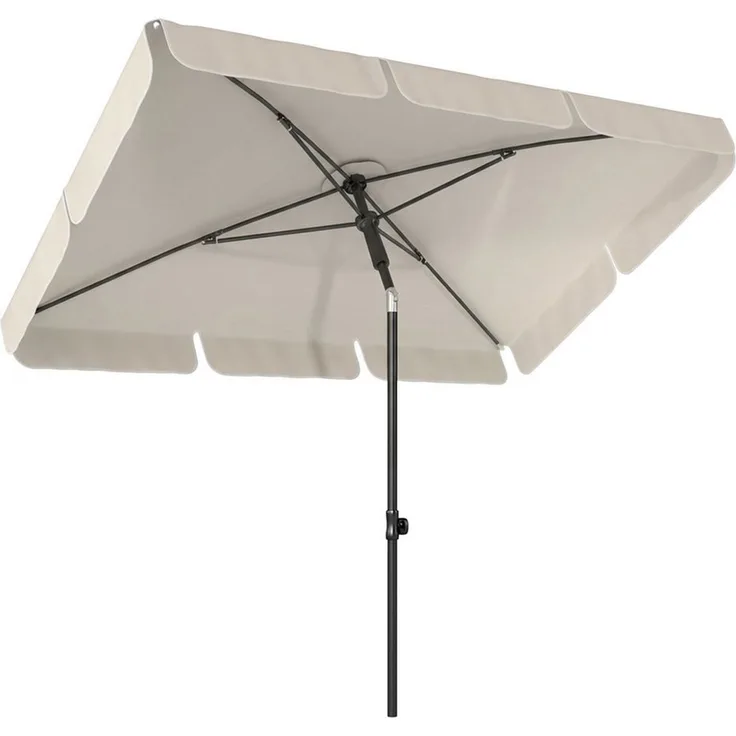 Outsunny Sonnenschirm Wasserabweisend Balkonschirm mit 3-fach Neigung 8 Streben, LxB: 183x122 cm, Wasserabweisend Balkonschirm, rechteckig Strandschirm, für Strand Balkon Garten, Beige