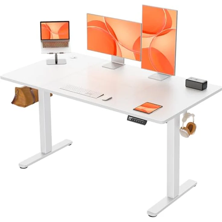 ErGear Elektrisch Höhenverstellbarer Schreibtisch 140x70 cm, Schreibtisch Höhenverstellbar mit 4 Memory-Funktion, Gaming Tisch mit Vierteilige Tischplatte – Bild 2