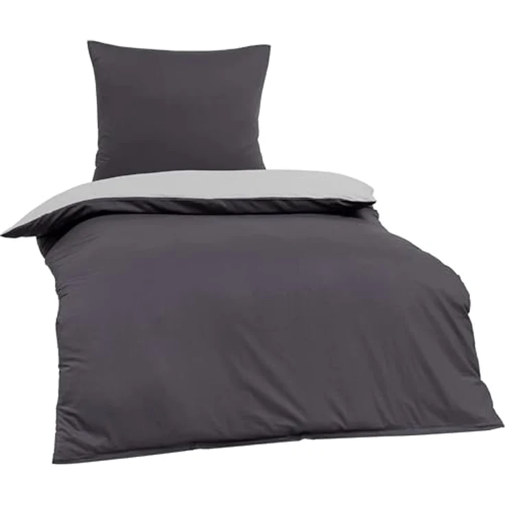 Brielle Bettwäsche Renforcé Set aus 100% Baumwolle - 135x200 cm - Gelb/Blau/Schwarz/Grau, 2 teilig, Mit Reißverschluss, 100% Baumwolle – Bild 3