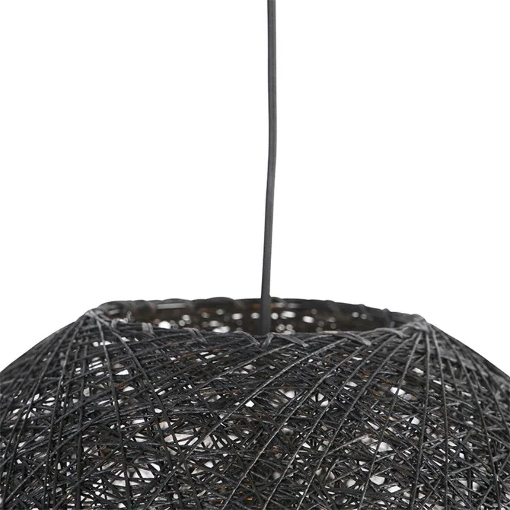 Qazqa Pendelleuchte Corda, ohne Leuchtmittel, E27, Schwarz, Modern, Papier, 1-flammig