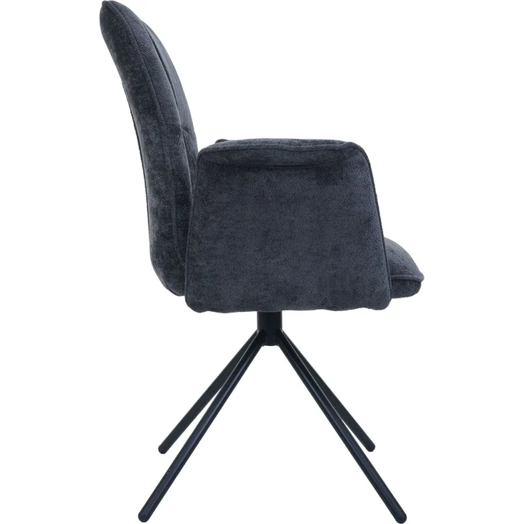 2er-Set Esszimmerstuhl HWC-N99, drehbar Armlehne Auto-Return, Stoff/Textil Chenille (340g/m²) ~ dunkelgrau – Bild 6