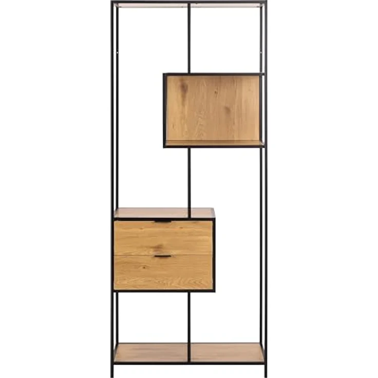 XXXL Xxxl Regal, Schwarz/Eiche, 4 Fächer, 2 Schubladen, 77x185x35 cm, stehend – Bild 3