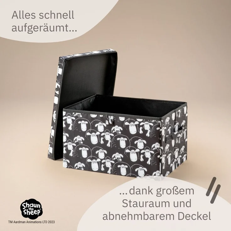 LIFENEY meets Shaun das Schaf Aufbewahrungsbox mit Deckel für Kinder - Box mit dem kultigen Schaf zum Verstauen von Spielzeug - 37 x 25 x 21 cm passend für jedes Kinderzimmer – Bild 5