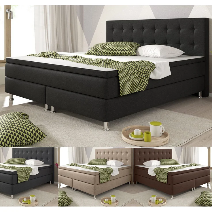 BERN Boxspringbett 180x200cm H3 Anthrazit – Bild 5