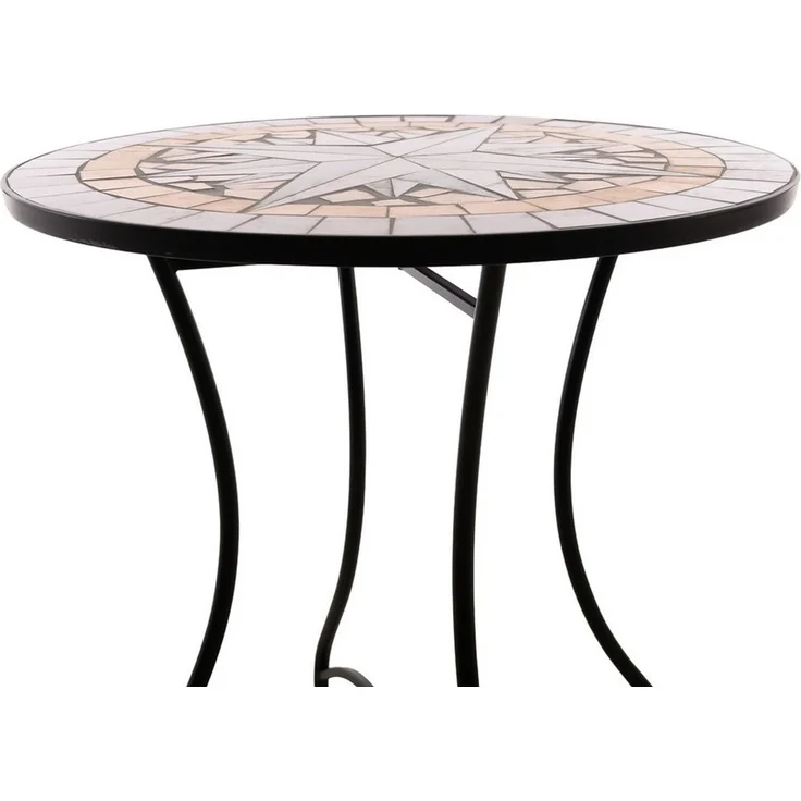 Raburg Gartentisch Mosaiktisch, Balkon- und Terrassentisch, 60 cm Ø, 72 cm hoch, Mayla (rund), liebevolle Handarbeit, Mosaikmuster, schwarzes Metallgestell – Bild 3