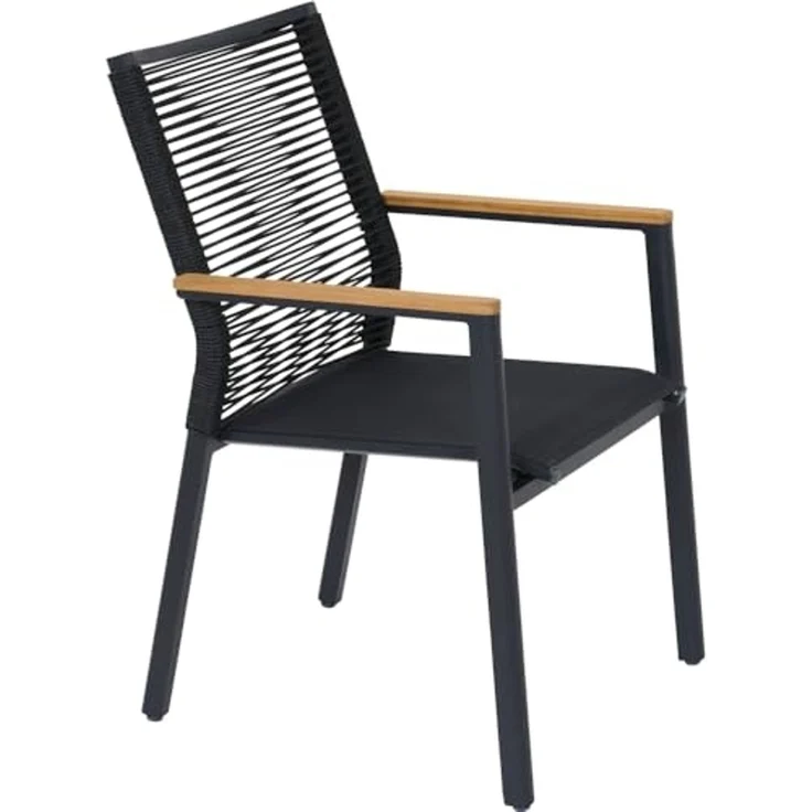 Siena Garden Bologna Stapelsessel - Teak FSC/Aluminiumgestell & Rope, schwarz (T88491) – Bild 7