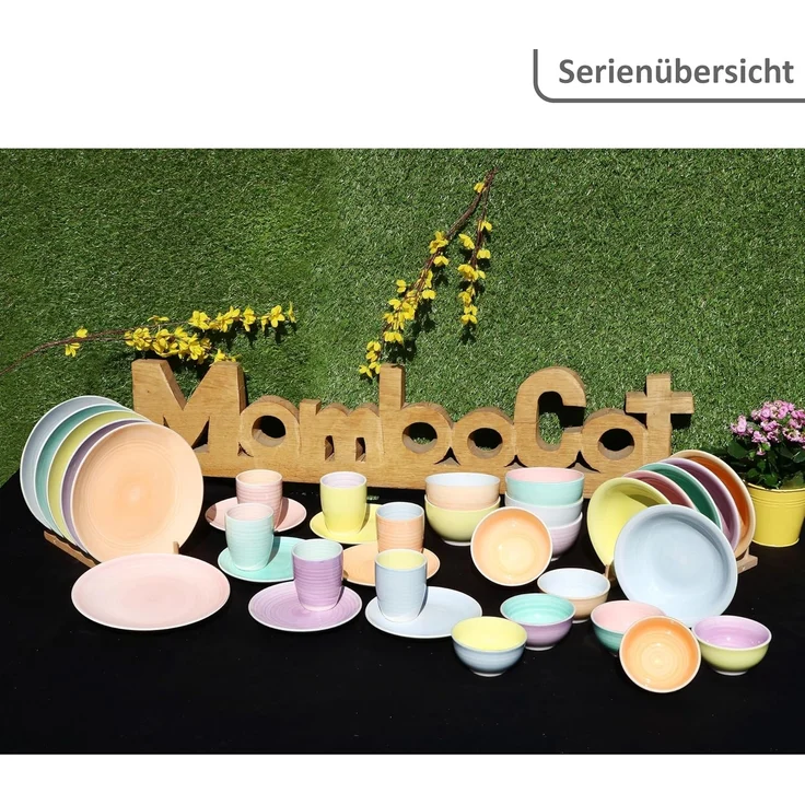 MamboCat Frühstücksteller Pastello 6er Set Kuchenteller Steingut 6 Pers bunt Dessert-Teller – Bild 5