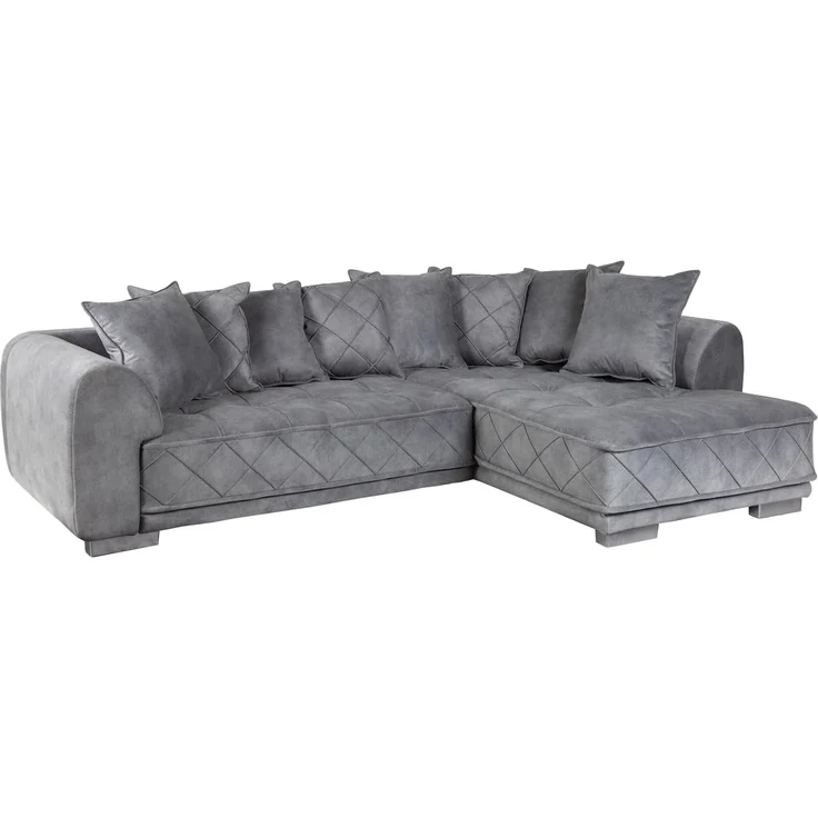 riess-ambiente Ecksofa DECADENCIA 320cm silbergrau · XXL Couch aus Samt inkl. 8 Kissen, Einzelartikel 1 Teile, Big-Sofa in L-Form · Ottomane beidseitig montierbar · Modern Design – Bild 1