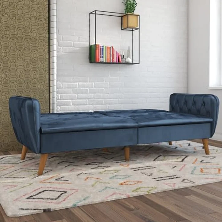 Novogratz Tallulah Schlafsofa mit Memory-Schaum, Samt Blau – Bild 5