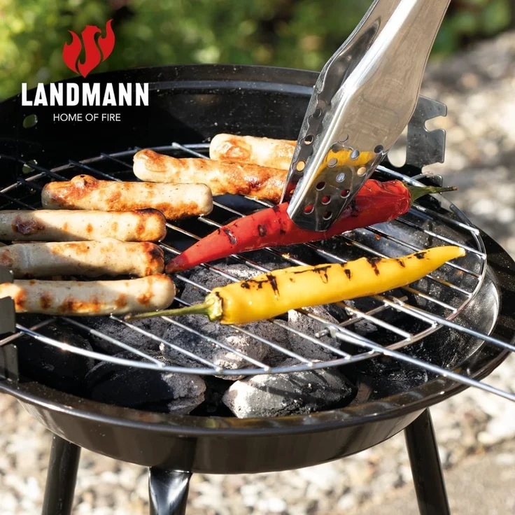 LANDMANN Holzkohlegrill, Emaille Schwarz, Ø 30 cm – Bild 6